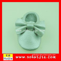 2015 Italian Style Casual Hot Sale silver bow newborn fabric baby shoes with kid